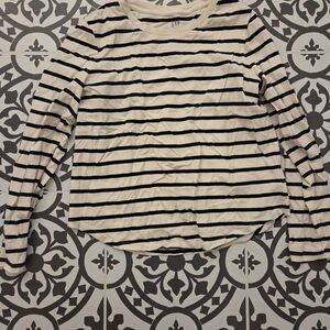 GAP Striped Black and Cream Cotton Tee